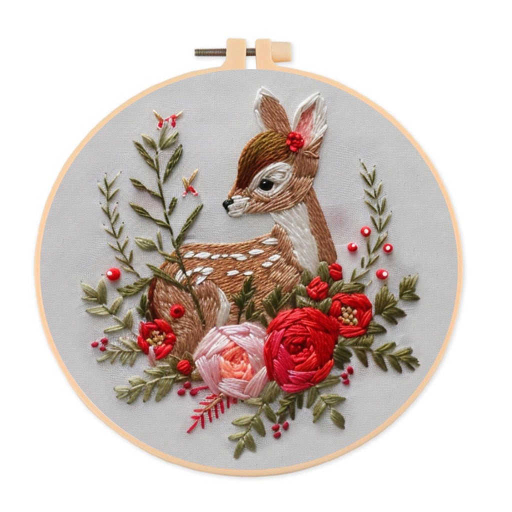 Rubbyoo Embroidery Kit-  Deer With Flowers - image 0
