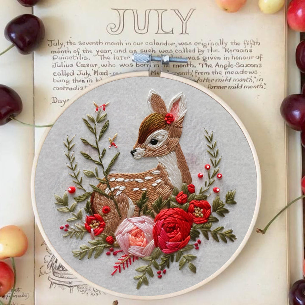 Rubbyoo Embroidery Kit-  Deer With Flowers - image 2