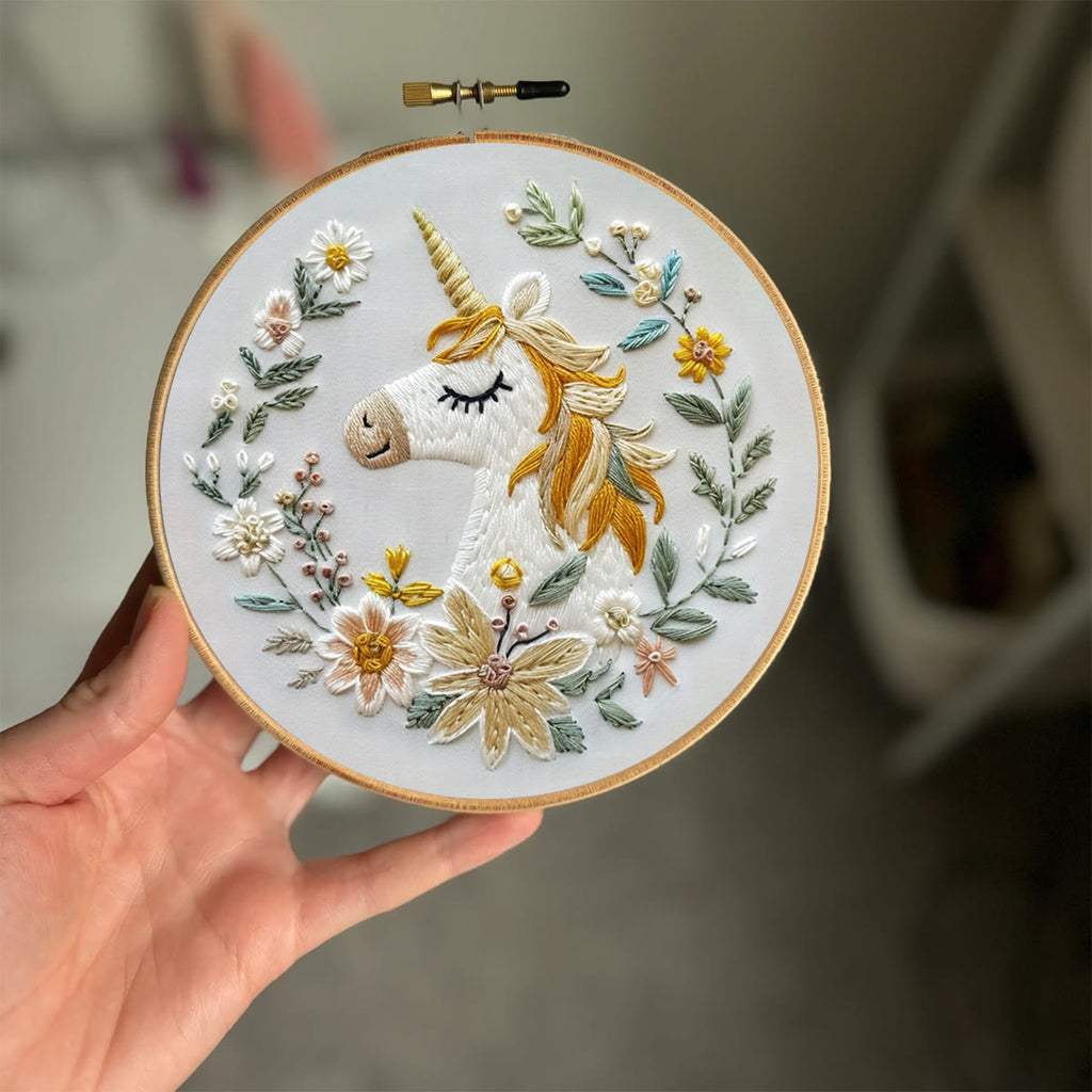 Rubbyoo Embroidery Kit-  Floral Unicorn - image 1