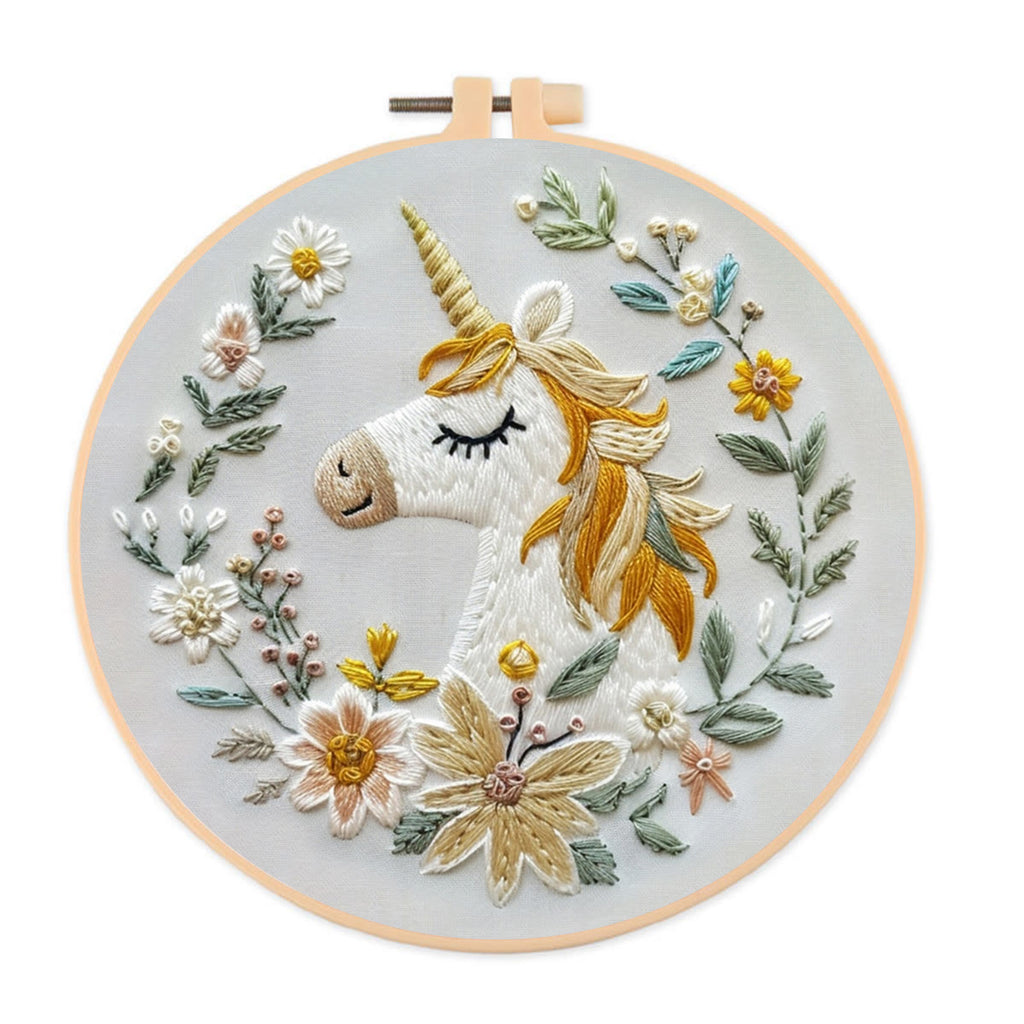 Rubbyoo Embroidery Kit-  Floral Unicorn - image 0
