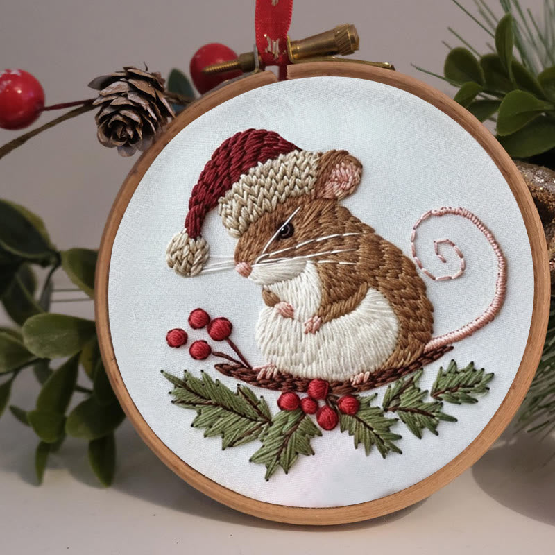Rubbyoo Embroidery Kit-  Cute Mouse On A Branch - image 1