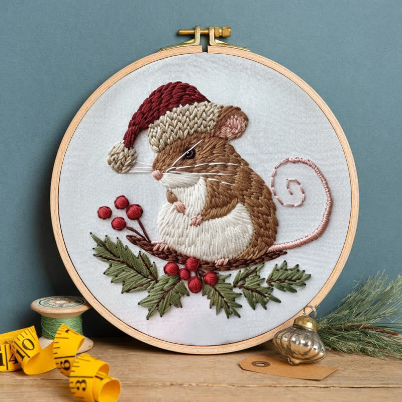 Rubbyoo Embroidery Kit-  Cute Mouse On A Branch - image 2