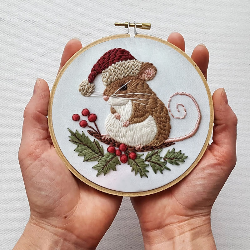 Rubbyoo Embroidery Kit-  Cute Mouse On A Branch - image 3
