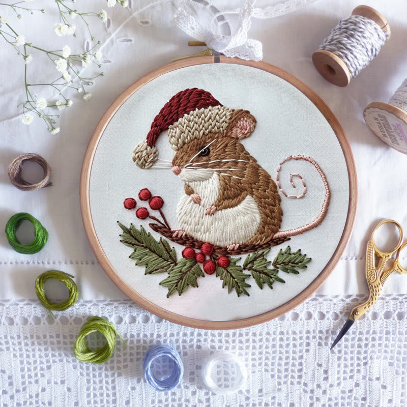 Rubbyoo Embroidery Kit-  Cute Mouse On A Branch - image 4