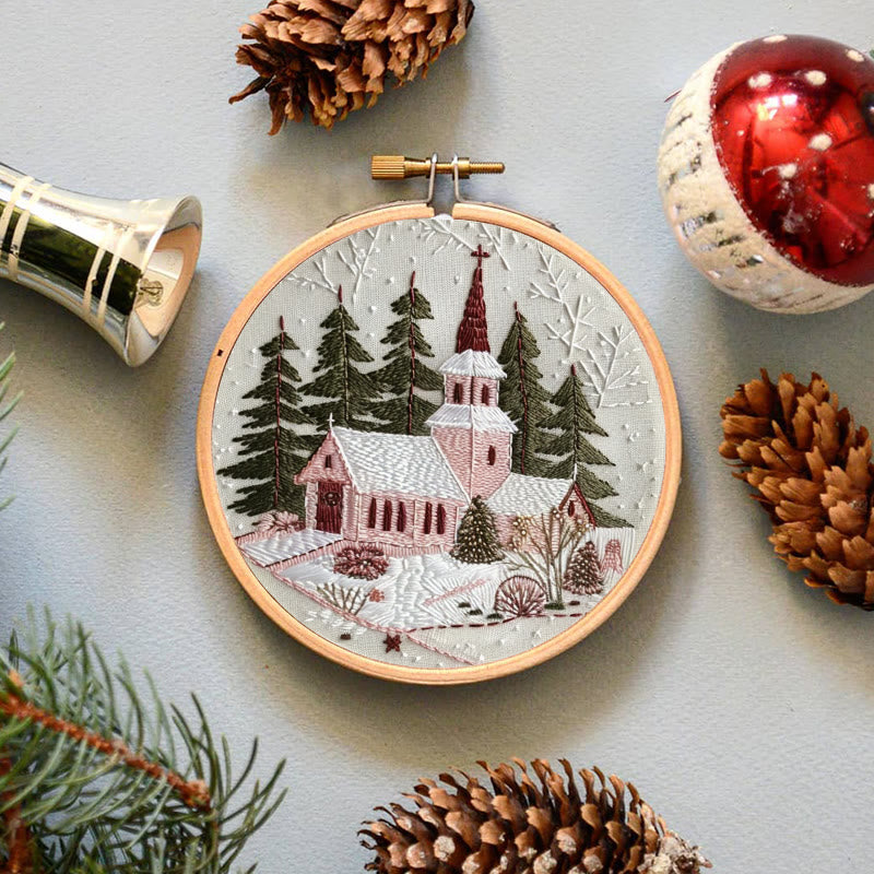 Rubbyoo Embroidery Kit-  Winter Church - image 3