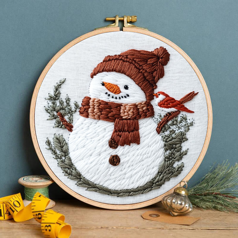 Rubbyoo Embroidery Kit- Snowman With Bird - image 1