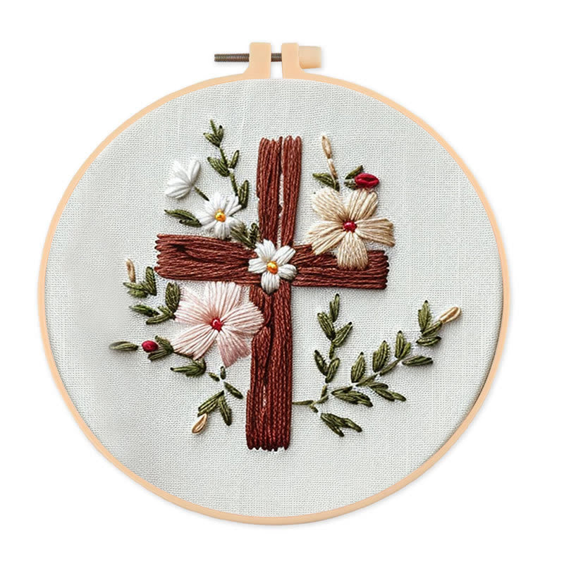 Rubbyoo Embroidery Kit- Floral Cross 2 - image 0