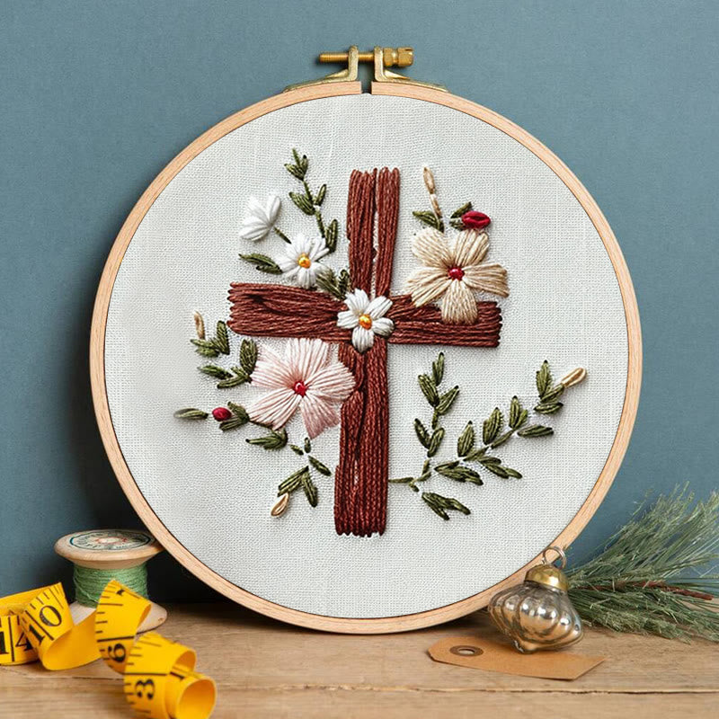Rubbyoo Embroidery Kit- Floral Cross 2 - image 2