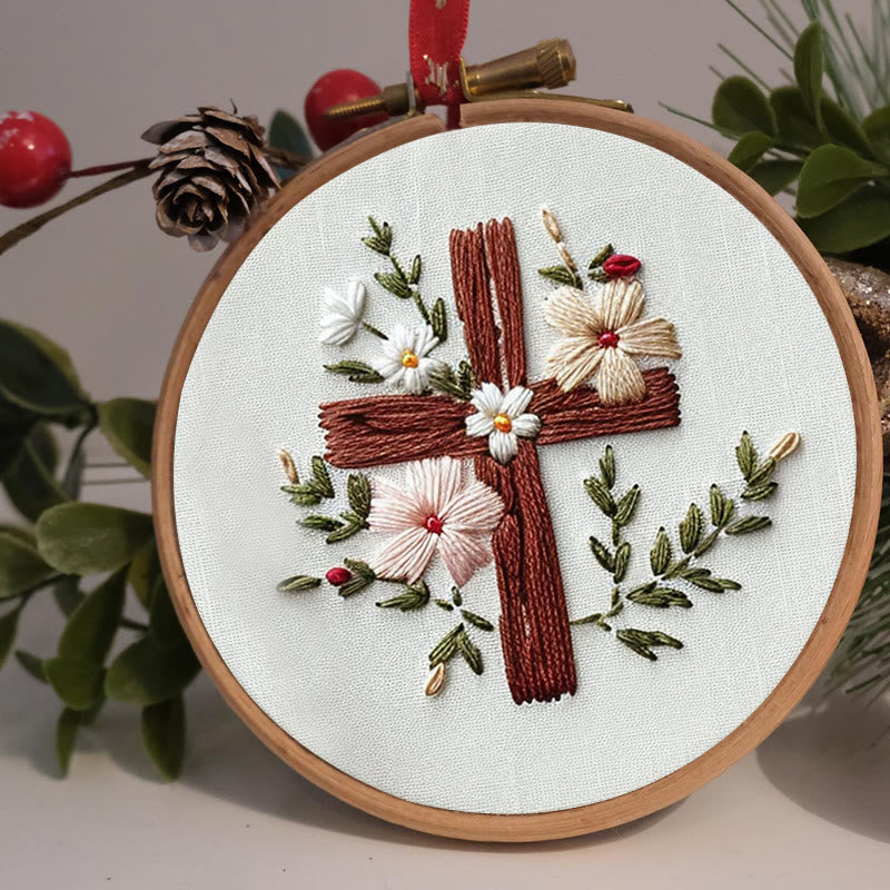 Rubbyoo Embroidery Kit- Floral Cross 2 - image 1
