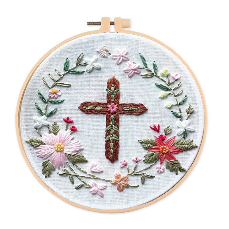 Rubbyoo Embroidery Kit- Floral Cross - image 0
