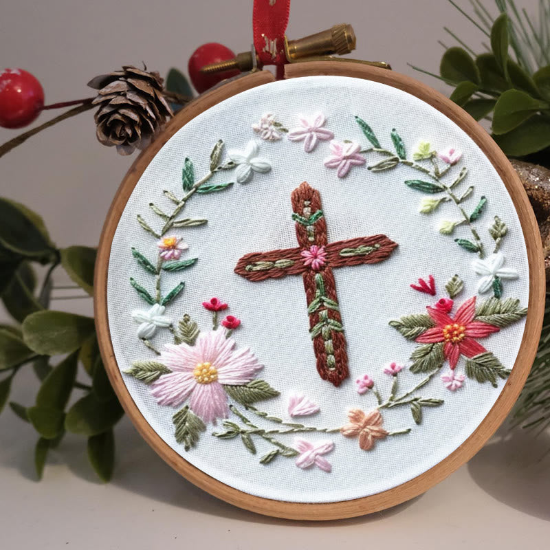 Rubbyoo Embroidery Kit- Floral Cross - image 1