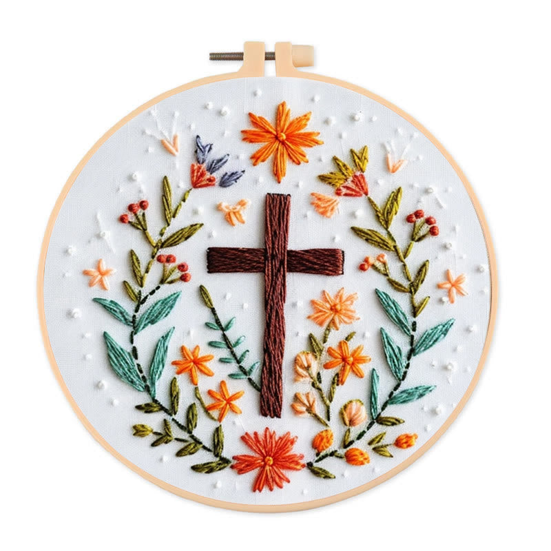 Rubbyoo Embroidery Kit- Floral Cross 3 - image 0