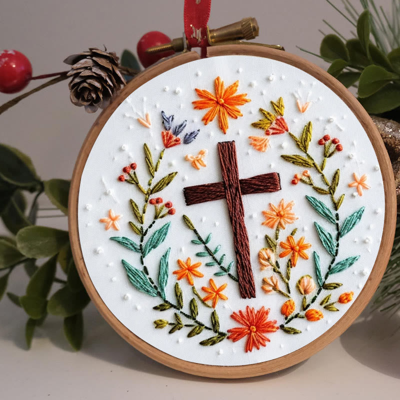 Rubbyoo Embroidery Kit- Floral Cross 3 - image 1
