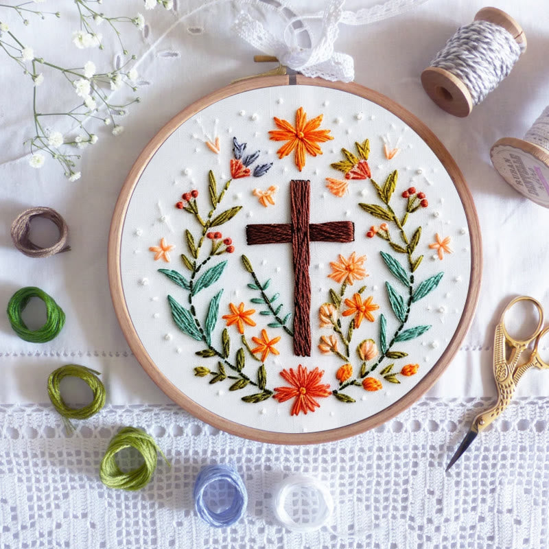 Rubbyoo Embroidery Kit- Floral Cross 3 - image 5