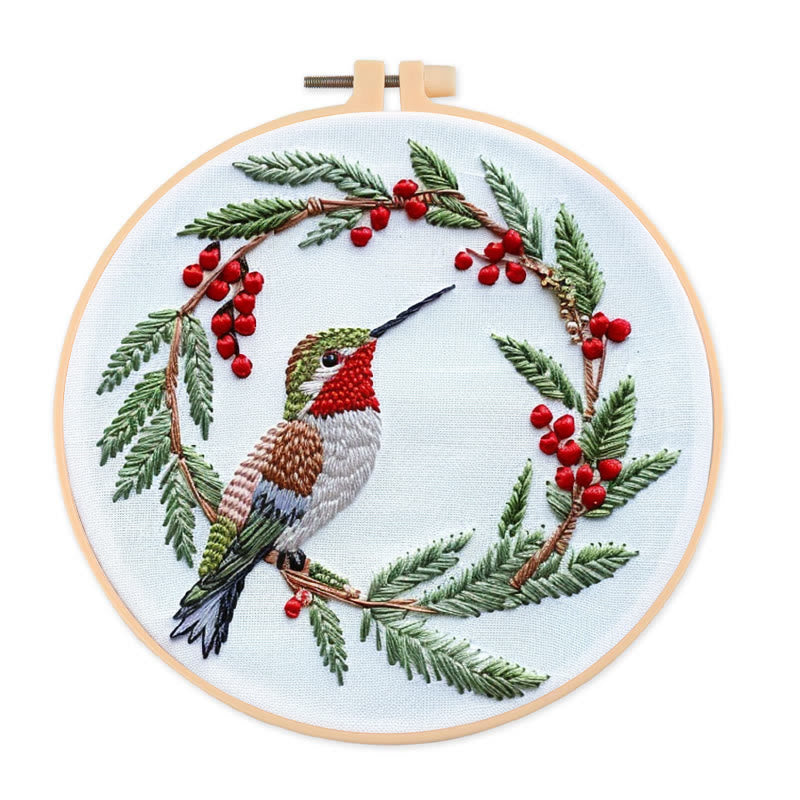 Rubbyoo Embroidery Kit- Christmas Hummingbird - image 0