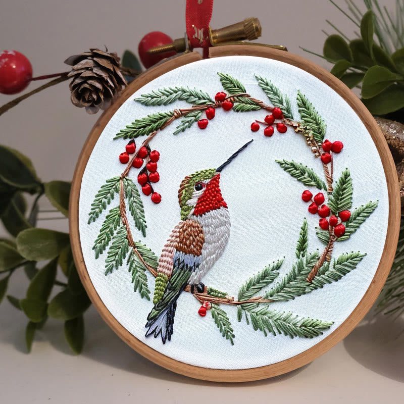 Rubbyoo Embroidery Kit- Christmas Hummingbird - image 1