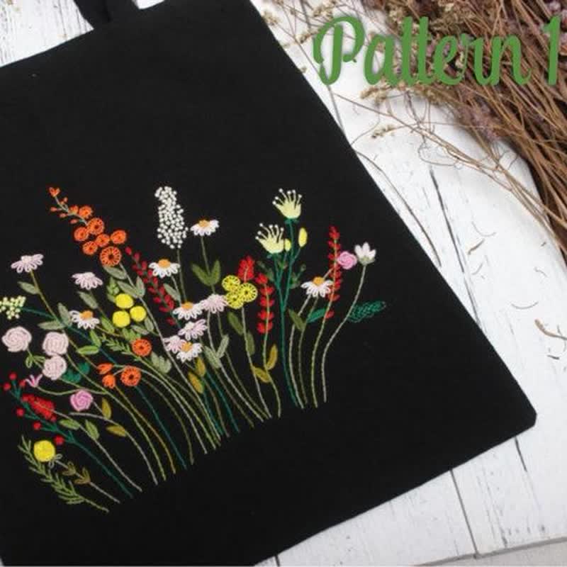 Hand Embroidered Daisy Linen Bag - DIY Embroidered Kit - Pattern 1 - image 0