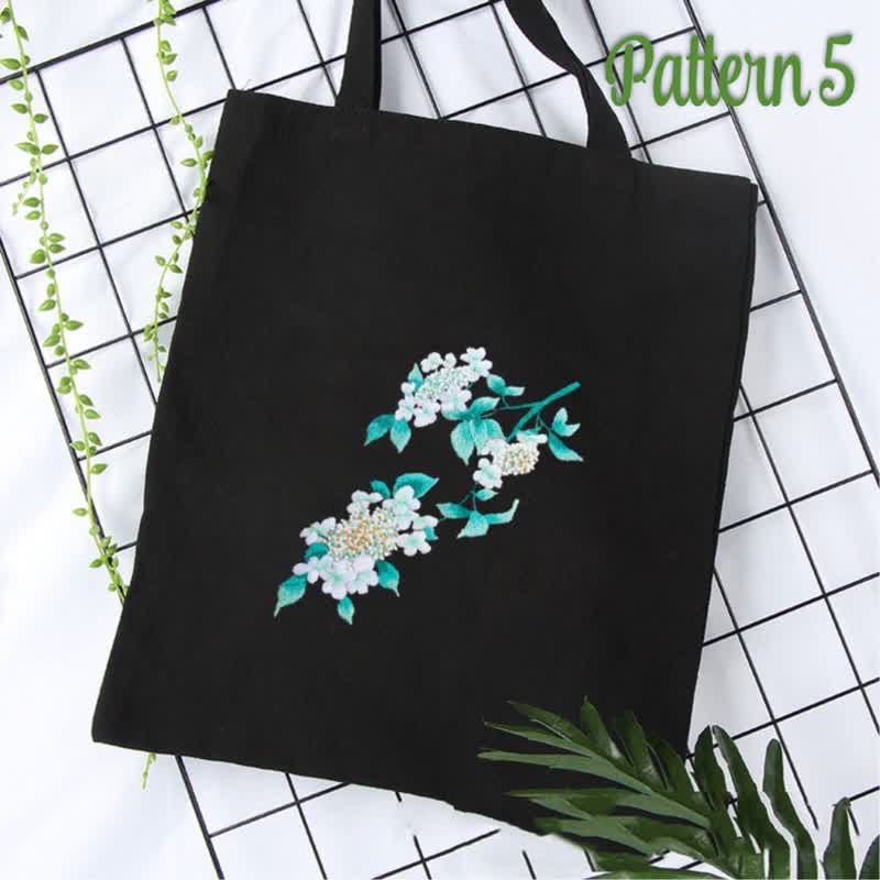 Hand Embroidered Daisy Linen Bag - DIY Embroidered Kit - Pattern 5 - image 5