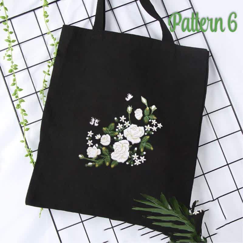 Hand Embroidered Daisy Linen Bag - DIY Embroidered Kit - Pattern 6 - image 6