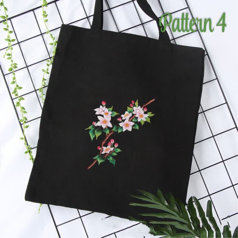 Hand Embroidered Daisy Linen Bag - DIY Embroidered Kit - Pattern 4 - image 4