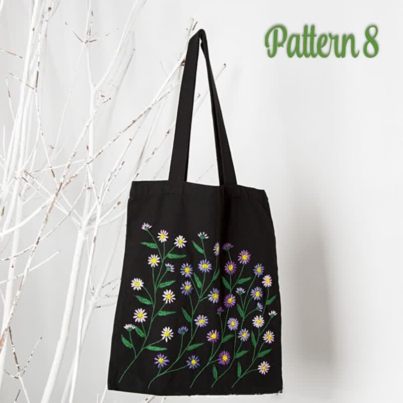 Hand Embroidered Daisy Linen Bag - DIY Embroidered Kit - Pattern 8 - image 8