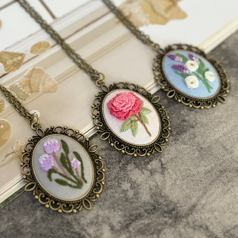 Hand Embroidered Pendant Necklace - image 0