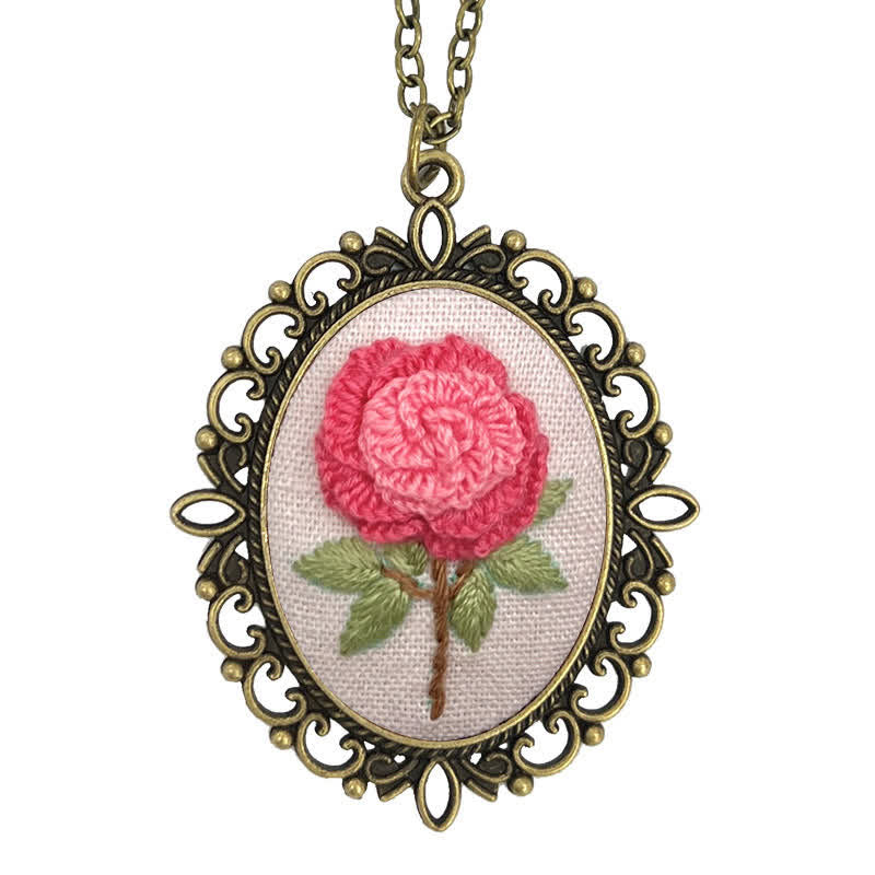 Hand Embroidered Pendant Necklace - Pattern 1 - image 4