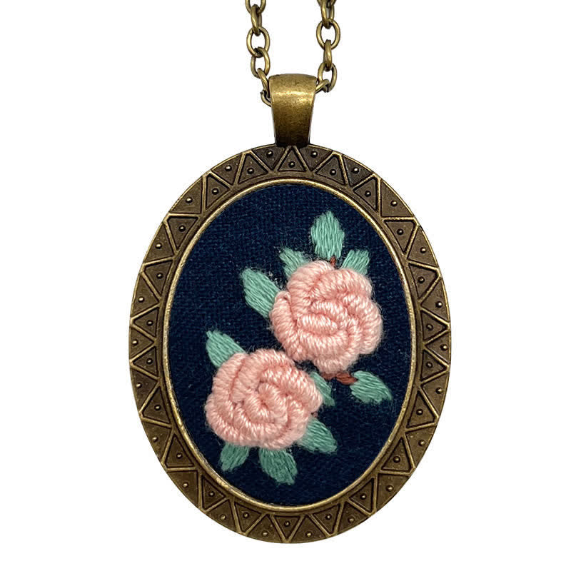 Hand Embroidered Pendant Necklace - Pattern 6 - image 9