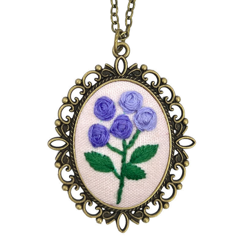 Hand Embroidered Pendant Necklace - Pattern 2 - image 5