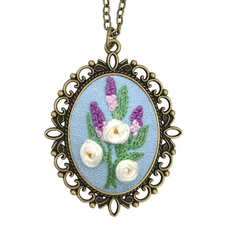 Hand Embroidered Pendant Necklace - Pattern 3 - image 6