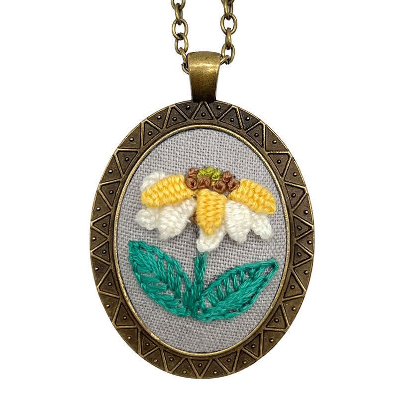 Hand Embroidered Pendant Necklace - Pattern 8 - image 11
