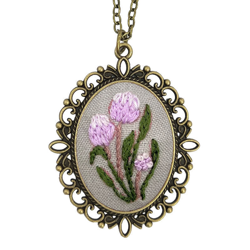 Hand Embroidered Pendant Necklace - Pattern 9 - image 12