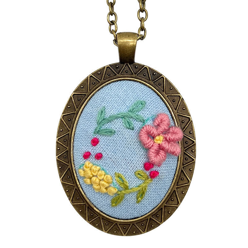 Hand Embroidered Pendant Necklace - Pattern 10 - image 13