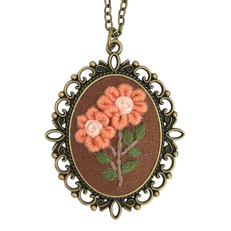 Hand Embroidered Pendant Necklace - Pattern 7 - image 10