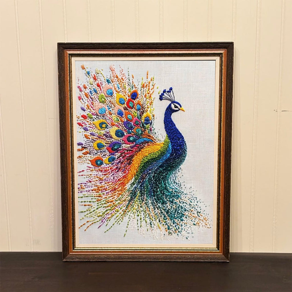 Rubbyoo Embroidery Kit-  Colorful Tail Peacock - image 1