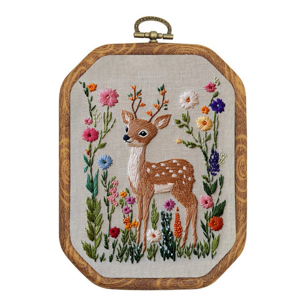 Rubbyoo Embroidery Kit-  Flowers Deer - image 0