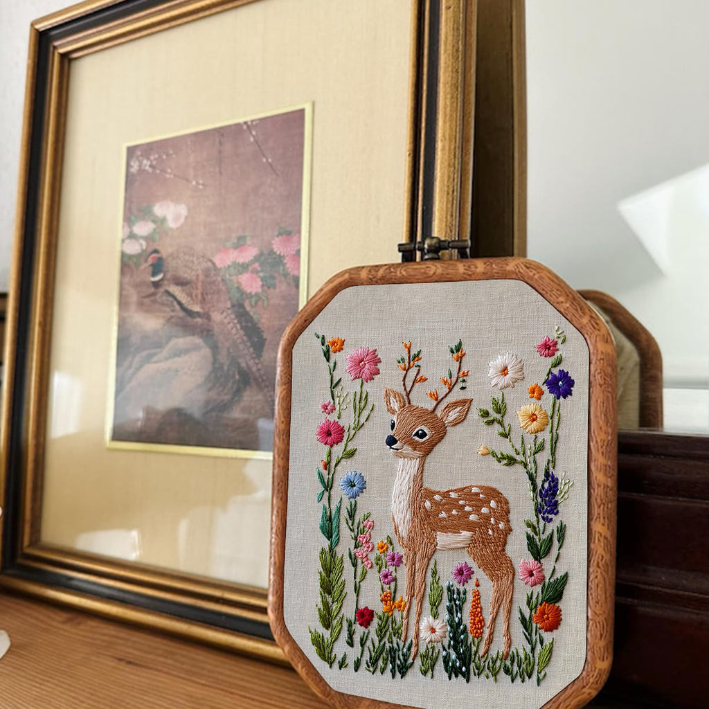 Rubbyoo Embroidery Kit-  Flowers Deer - image 1