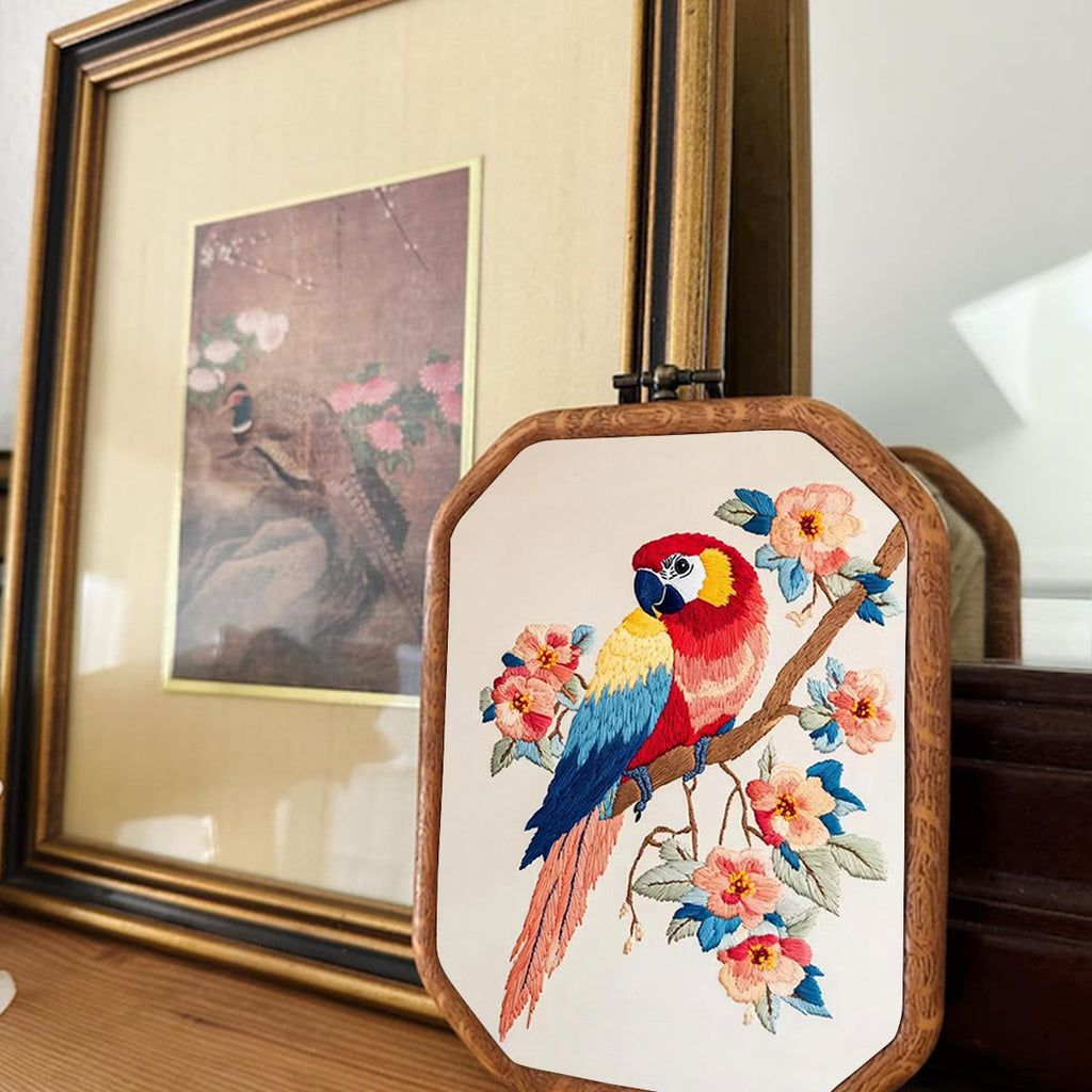 Rubbyoo Embroidery Kit- Flowers Parrot - image 1