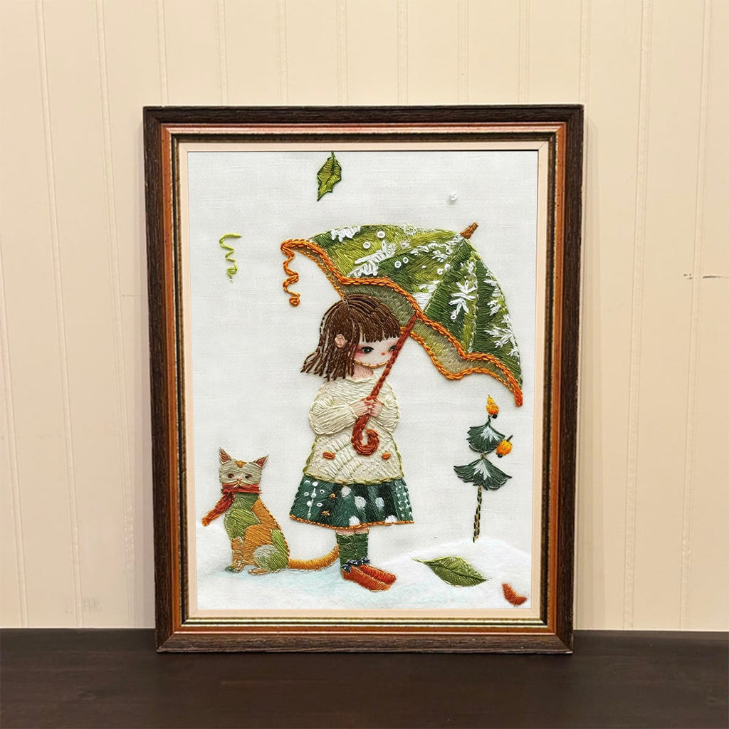 Rubbyoo Embroidery Kit-  Umbrella Holding Girl - image 1