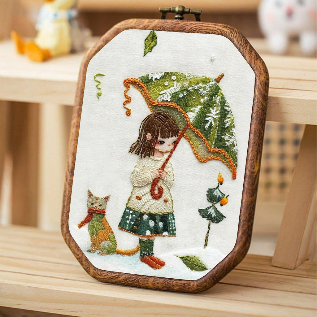 Rubbyoo Embroidery Kit-  Umbrella Holding Girl - image 3