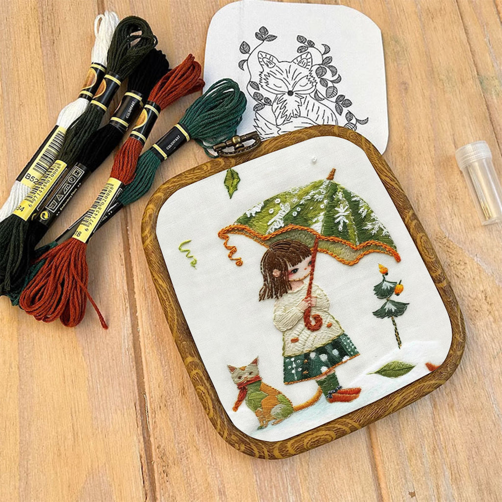 Rubbyoo Embroidery Kit-  Umbrella Holding Girl - image 8