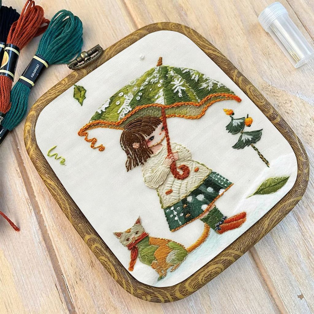 Rubbyoo Embroidery Kit-  Umbrella Holding Girl - image 9