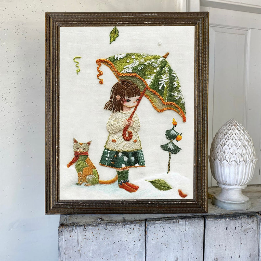 Rubbyoo Embroidery Kit-  Umbrella Holding Girl - image 6