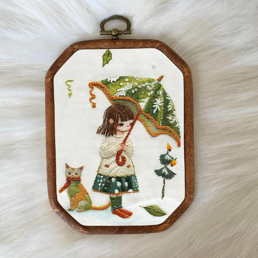 Rubbyoo Embroidery Kit-  Umbrella Holding Girl - image 7