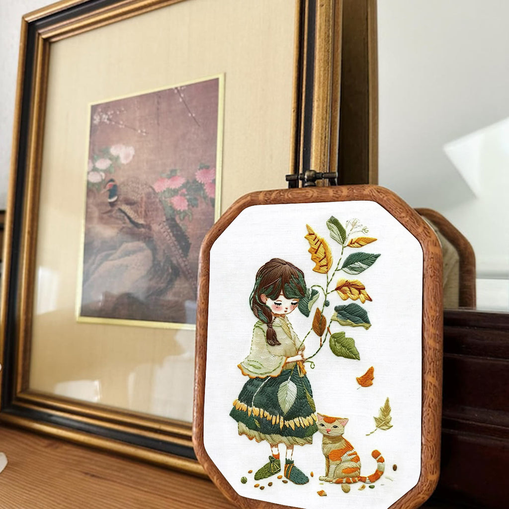 Rubbyoo Embroidery Kit- Leaves Holding Girl - image 2