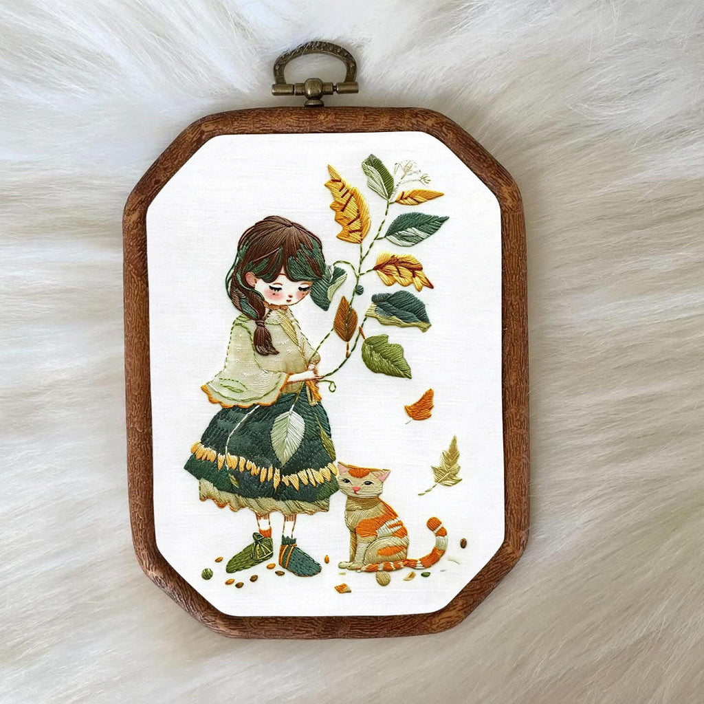 Rubbyoo Embroidery Kit- Leaves Holding Girl - image 7