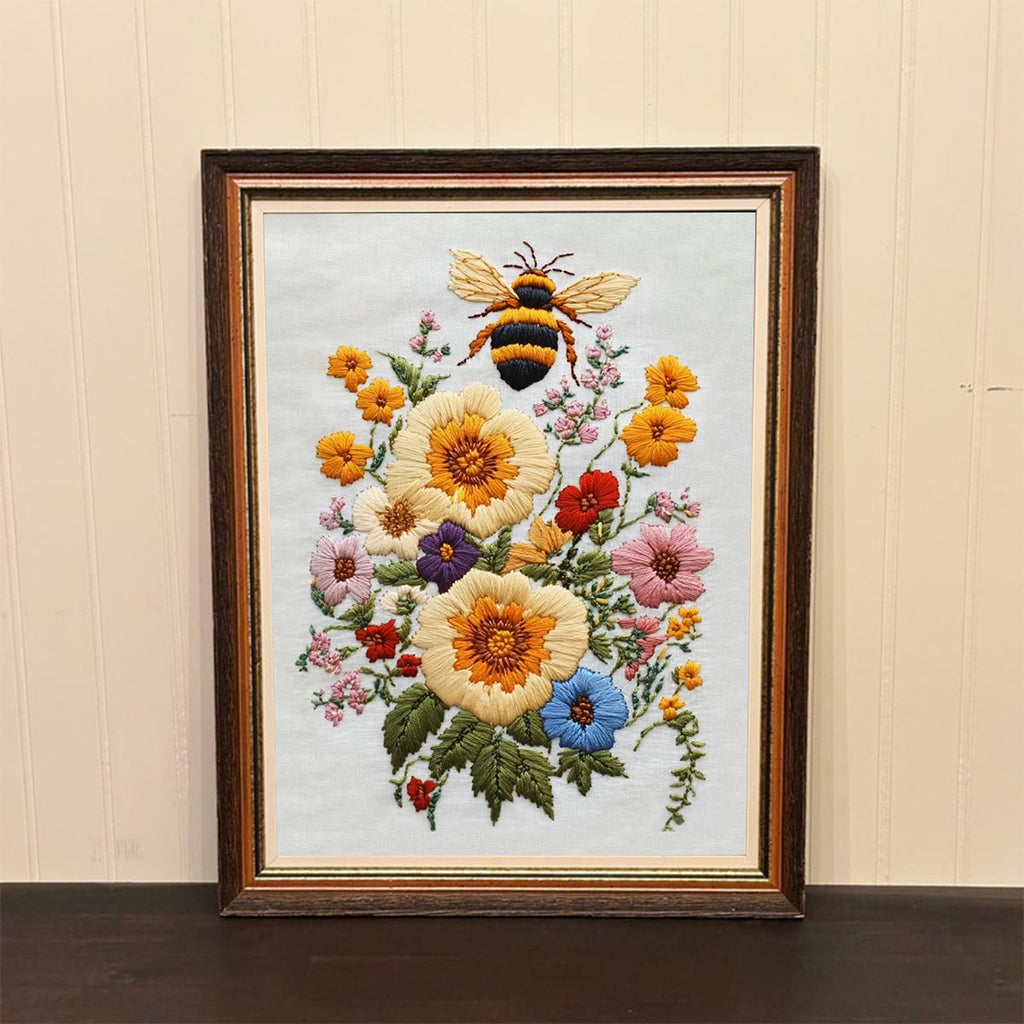 Rubbyoo Embroidery Kit-  Bee And Flowers - image 1