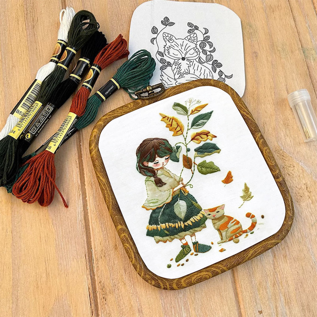 Rubbyoo Embroidery Kit- Leaves Holding Girl - image 8