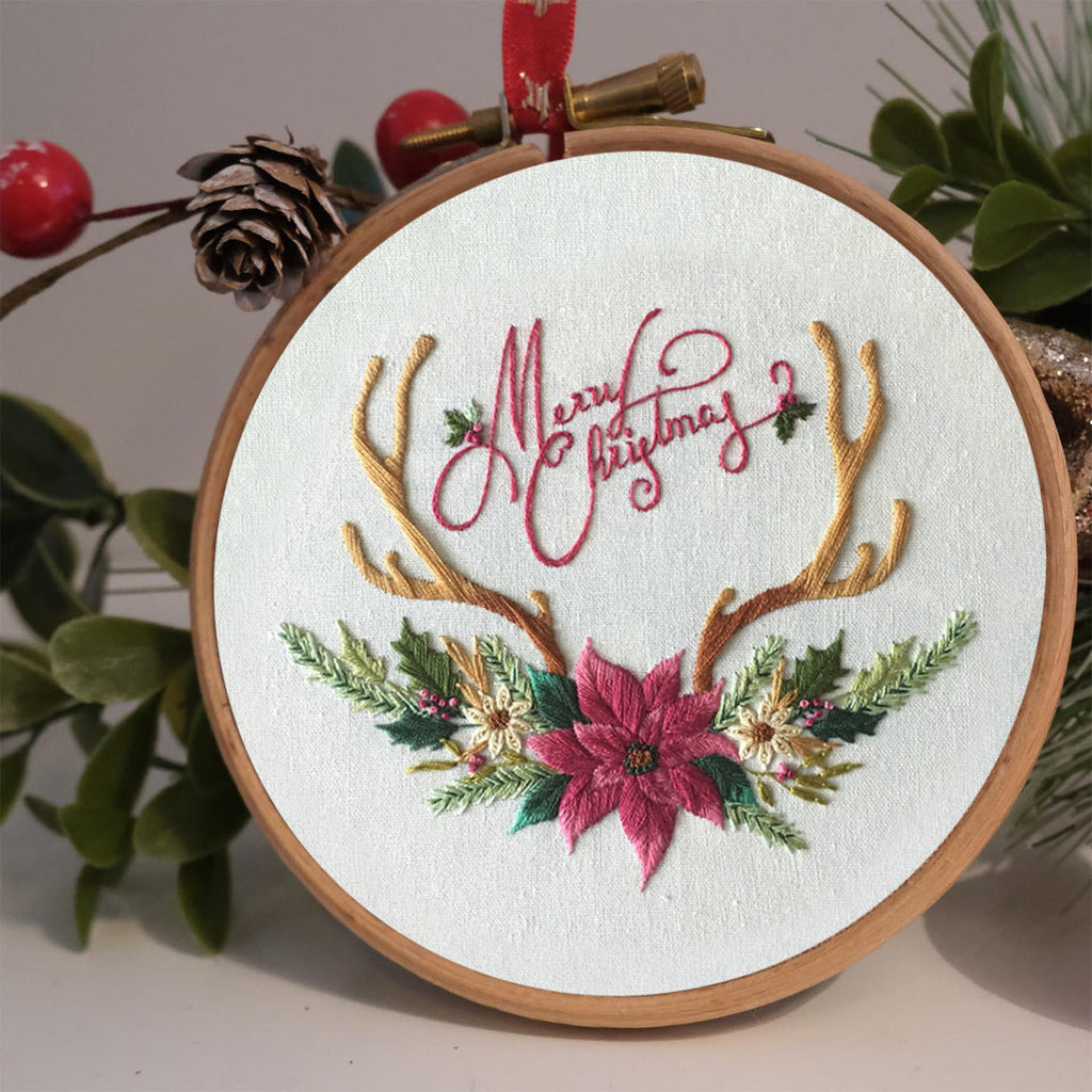 Rubbyoo Embroidery Kit -Merry Christmas Deer Antler  - image 1