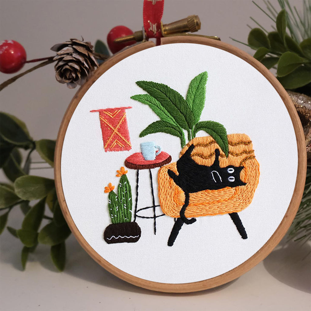 Rubbyoo Embroidery Kit -  Lazy Cat On The Sofa - image 1